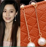 韩国饰品 OL气质 镀金 长款珍珠耳环耳钉耳饰