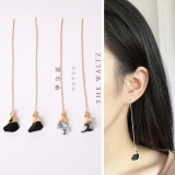 韩国简约大理石纹理时尚立体三角形耳线耳钉耳环