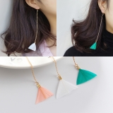 韩国新款创意手工三角羽毛耳环长款链条耳环（单只包）