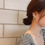 S925银针韩国新款针不对称蝴蝶结气质网红高级感耳钉