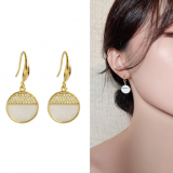 S925银针韩国高级感法式网红气质新款镶钻奢华耳环