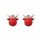 S925银针韩国立体动物红色卡通小牛可爱气质网红新年耳钉女