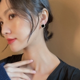 韩国时尚夸张带钻简约方形几何耳钉耳饰女