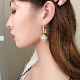 S925银针韩国几何镂空方块东大门气质方扣时尚个性耳环耳饰女