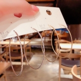 S925银针韩国夸张大圈圈简约设计感经典时尚细圈耳圈女