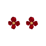 S925银针韩国红色花瓣网红气质可爱小巧花朵耳钉耳饰女