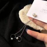 S925银针韩国简约珍珠耳链耳骨夹一体式气质网红耳夹女【单只包】