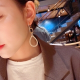 【真金电镀】S925韩国圆形锆石水滴女2021新款潮流时尚气质个性夸张耳环耳饰女