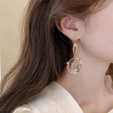 【真金电镀】S925韩国时尚设计感几何圆圈耳环夸张气质显脸瘦耳勾耳饰