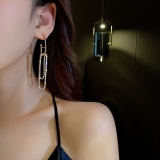 【真金电镀】S925韩国金属闪钻长款高级感耳环爆款时尚耳坠女