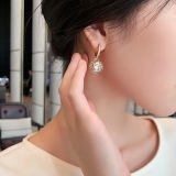 【真金电镀】S925银针韩国闪亮锆石镂空玫瑰花时尚个性耳环仙女潮耳坠女