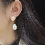 S925银针韩国时尚名媛气质珍珠ins潮精致奢华耳钉耳饰