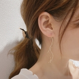 韩国长款超仙波浪流苏耳线韩国小众设计感气质耳环ins风网红爆款耳饰