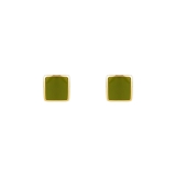 S925银针韩国绿色小方块简约气质小巧新款耳饰耳钉