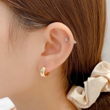 【真金电镀】S925银针韩国个性小巧圆圈女网红ins潮高级感耳环耳饰女