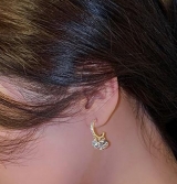 【真金电镀】S925银针韩国轻奢钻石切面耳坠时尚高级感小众设计网红精致耳饰女