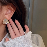 【真金电镀】S925银针韩国镶钻珍珠几何三角形网红时尚气质耳钉耳饰女