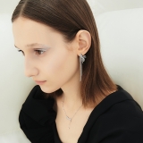 S925银针韩国黑天鹅流苏羽毛设计气质高级感耳钉耳饰