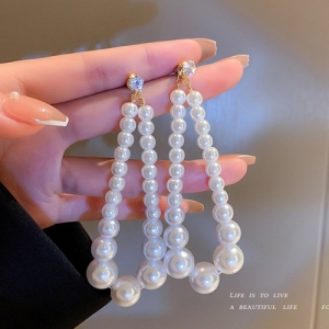S925银针珍珠镶钻水滴形法式复古高级气质设计感网红耳钉耳饰女