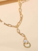 韩国轻奢小众珍珠镂空锁骨链女