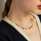 欧美设计师款个性金属珍珠拼接时髦高级感复古气质项链女