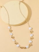 欧美设计师款个性金属珍珠拼接时髦高级感复古气质项链女