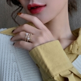 【真金电镀】韩国三层珍珠精致时尚网红个性冷淡风超仙戒指女