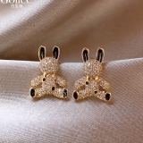S925银针韩国新款独特可爱小兔子2022年新款潮小众设计感高级耳钉耳饰【环保】