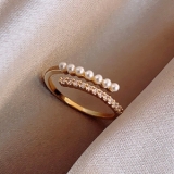 【真金电镀】韩国珍珠女时尚个性食指指环ins潮网红轻奢气质小众戒指