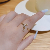 【真金电镀】韩国新品星月时尚小众设计个性戒指【环保】