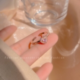 【真金电镀】韩国粉色心形水晶开口个性设计感百搭气质网红戒指【环保】