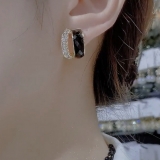 S925韩国银针闪钻双排高级感轻奢2022年新款潮气质小众设计圈圈耳钉耳饰