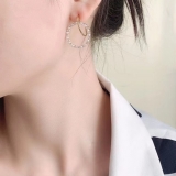 S925银针韩国新款简约淑女风珍珠双环C圈耳钉耳饰