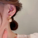 S925银针韩国圆圈珍珠新款气质高级感网红时尚百搭耳钉耳饰