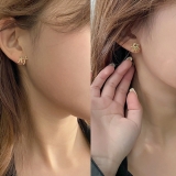 S925银针韩国过年喜庆发财文字趣味个性气质小众耳钉耳饰