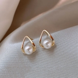 S925银针韩国珍珠简约百搭高级感小众设计感轻奢气质耳钉耳饰女