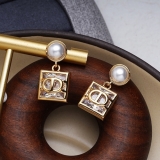 S925银针韩国珍珠锆石耳钉个性几何气质小众复古高级设计感耳环耳饰