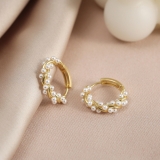S925银针韩国珍珠小众气质复古轻奢高级设计感耳扣耳饰