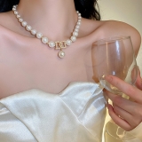 韩国夸张大珍珠字母D项欧美轻奢小众锁骨气质高级设计感颈链