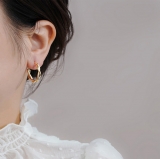 S925银针韩国时尚几何麻花简约金属气质小众轻奢高级设计感耳钉耳饰