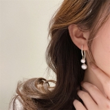 S925银针韩国镶钻珍珠法式复古气质小众百搭高级设计感耳钉耳饰