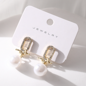 S925银针韩国打结镶钻珍珠时尚个性气质百搭高级设计感耳钉耳饰