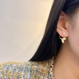 S925银针韩国猫眼石鱼尾珍珠小众轻奢气质高级设计感耳钉耳饰