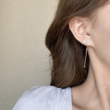 S925银针韩国镶钻爱心长款流苏简约小众时尚个性气质高级设计感耳钉耳饰