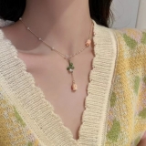 韩国珍珠郁金香长款流苏小众气质轻奢高级设计感项链