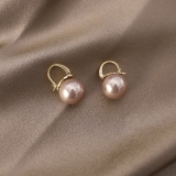 S925银针韩国复古大珍珠小众轻奢气质高级设计感耳扣耳饰
