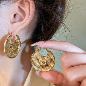 S925银针韩国金属风几何圆圈小众气质时尚个性简约高级设计感耳扣耳饰