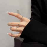 【真金电镀】韩国个性素圈四件套装轻奢小众气质冷淡风高级设计感戒指【环保】