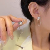 S925银针韩国酷帅几何链条流苏时尚小众气质轻奢高级设计感耳钉耳饰