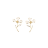 S925银针韩国水晶花朵叶子温柔超仙气质轻奢小众高级设计感耳钉耳饰